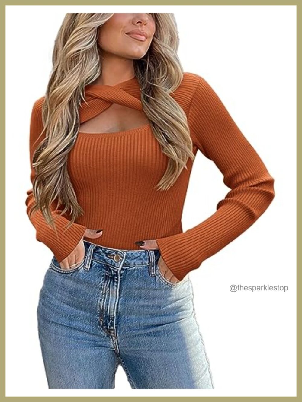 Zeagoo Women's Long Sleeve Crew Neck Cutout Pullover Sweater Slim Fit Knit Top